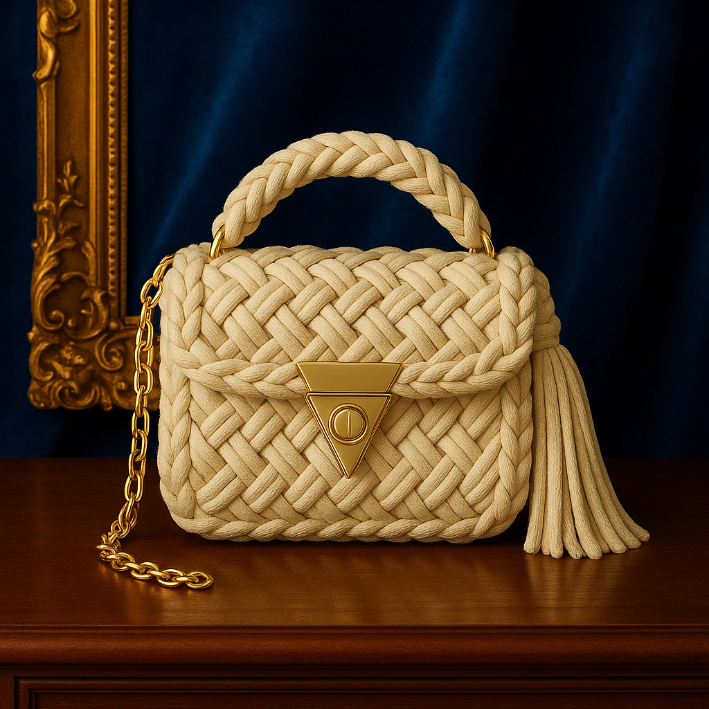 White Braided Handbag