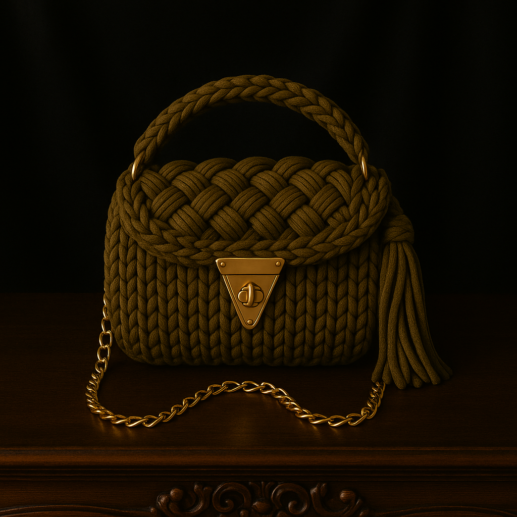 Brown Braided Handbag