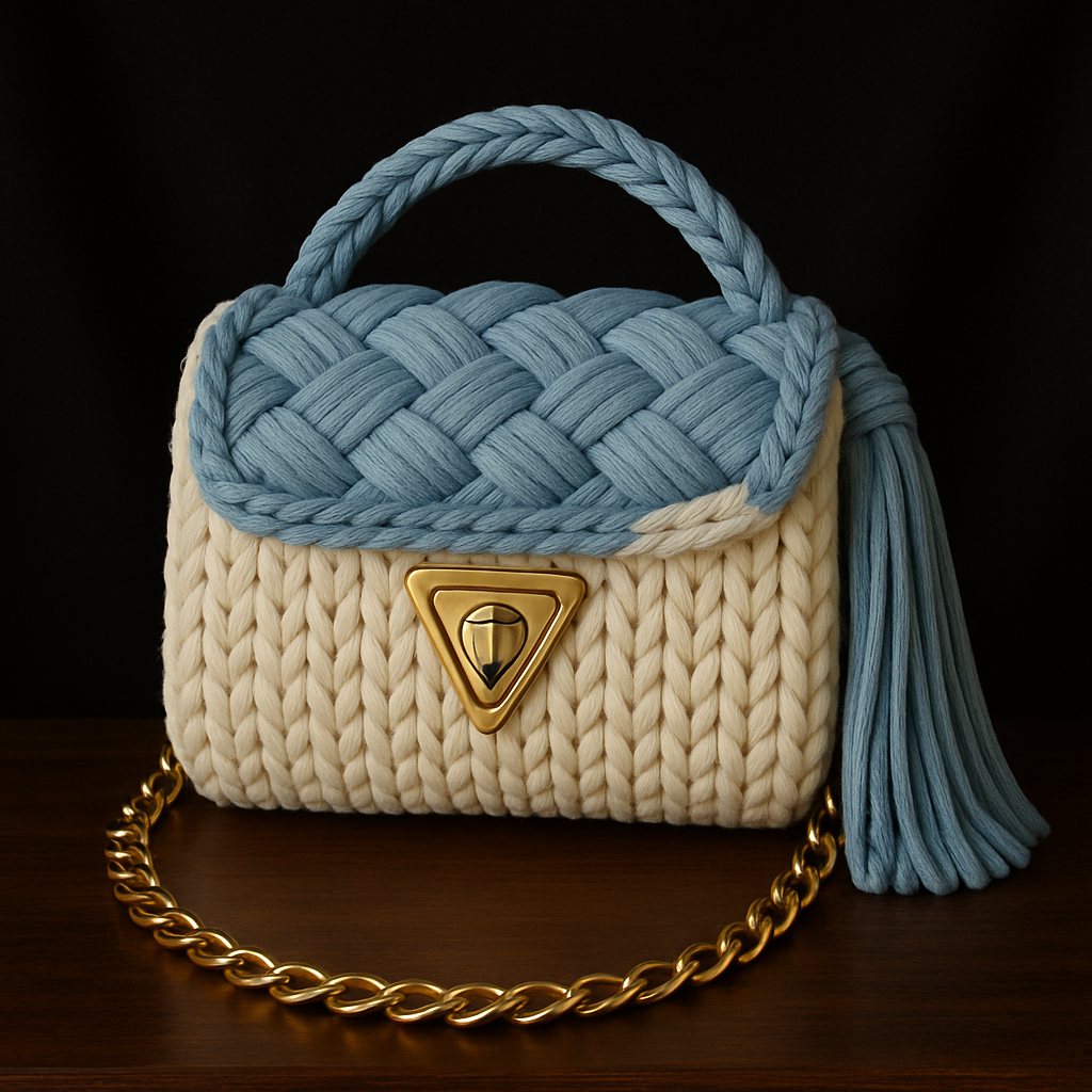 Blue Braided Handbag