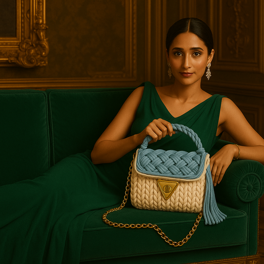 Blue Braided Handbag