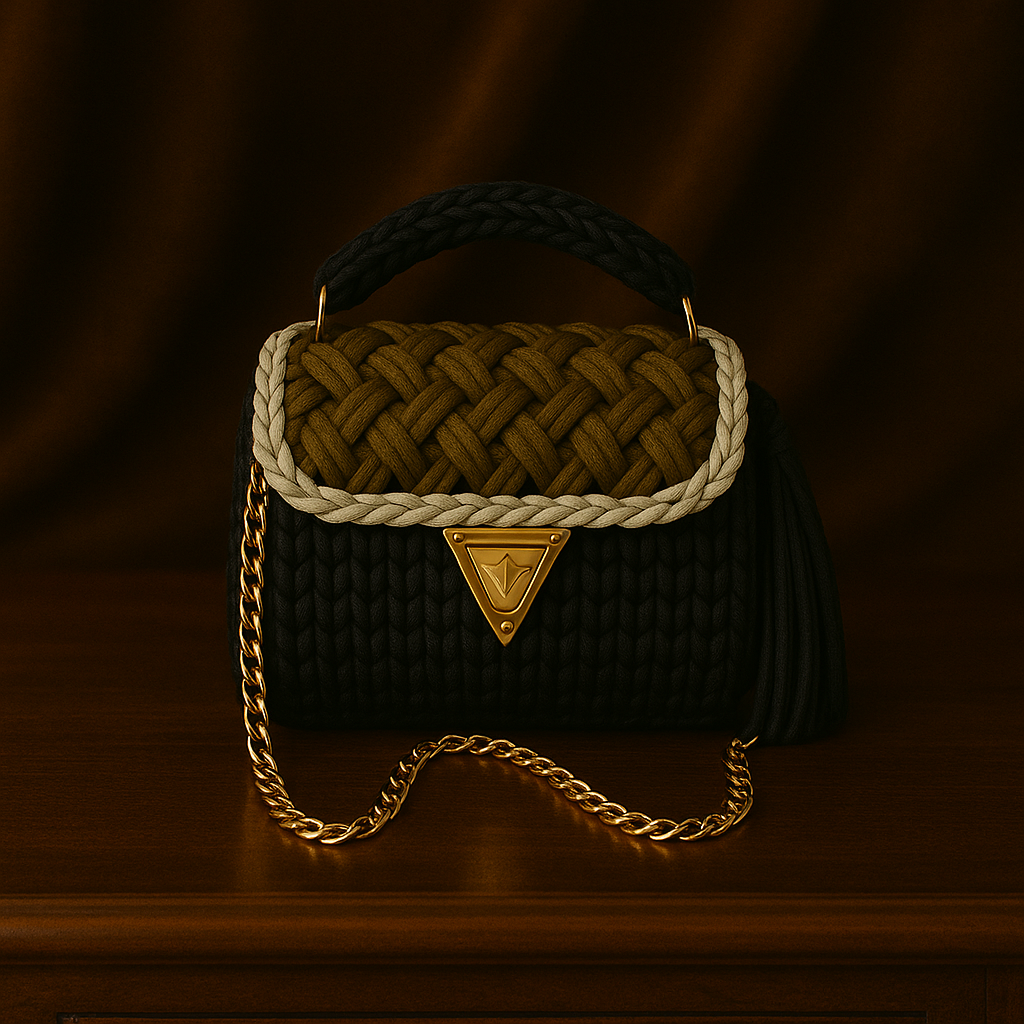 Brown Black - Braided Handbag