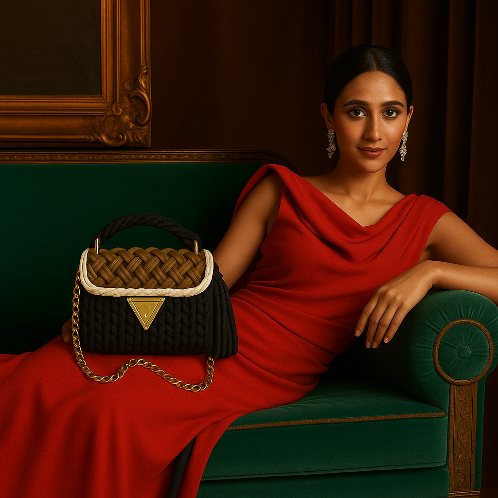 Brown Black - Braided Handbag