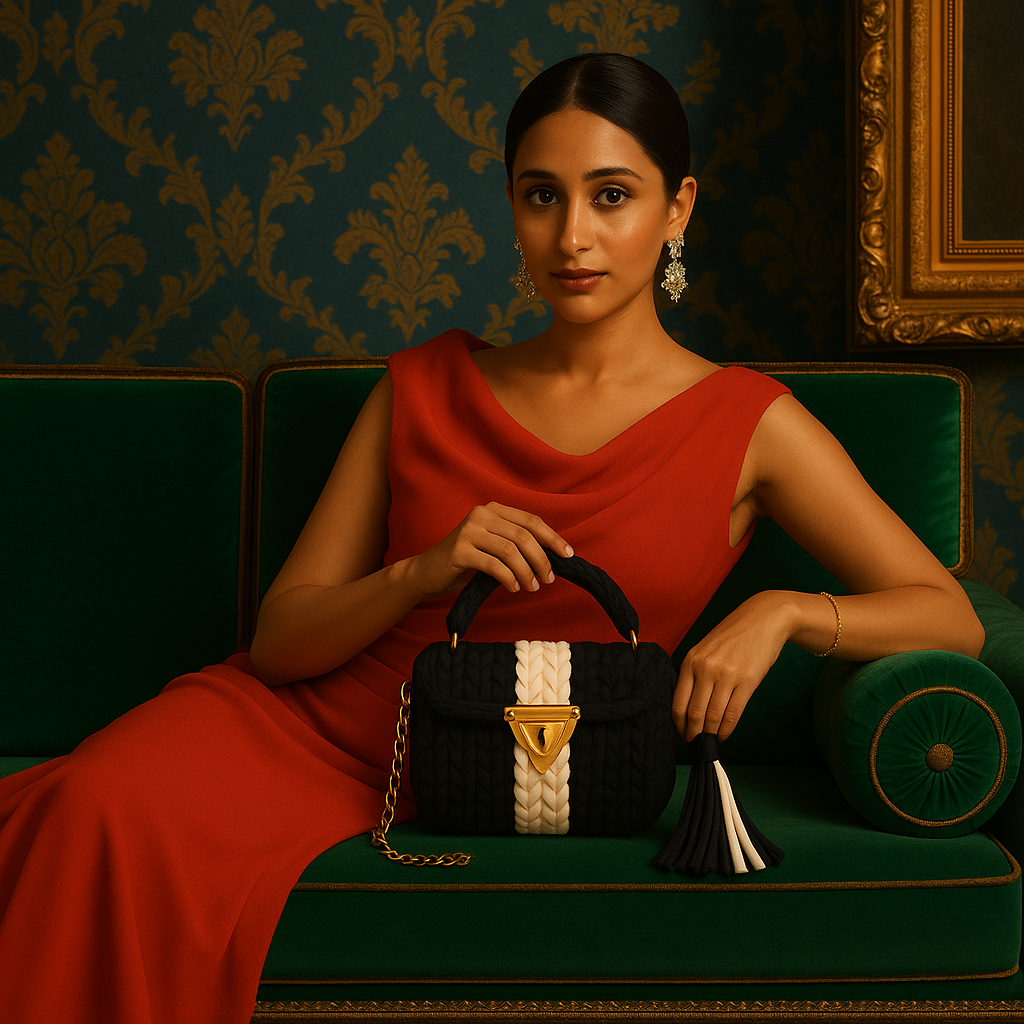 Plain Braided Black Handbag