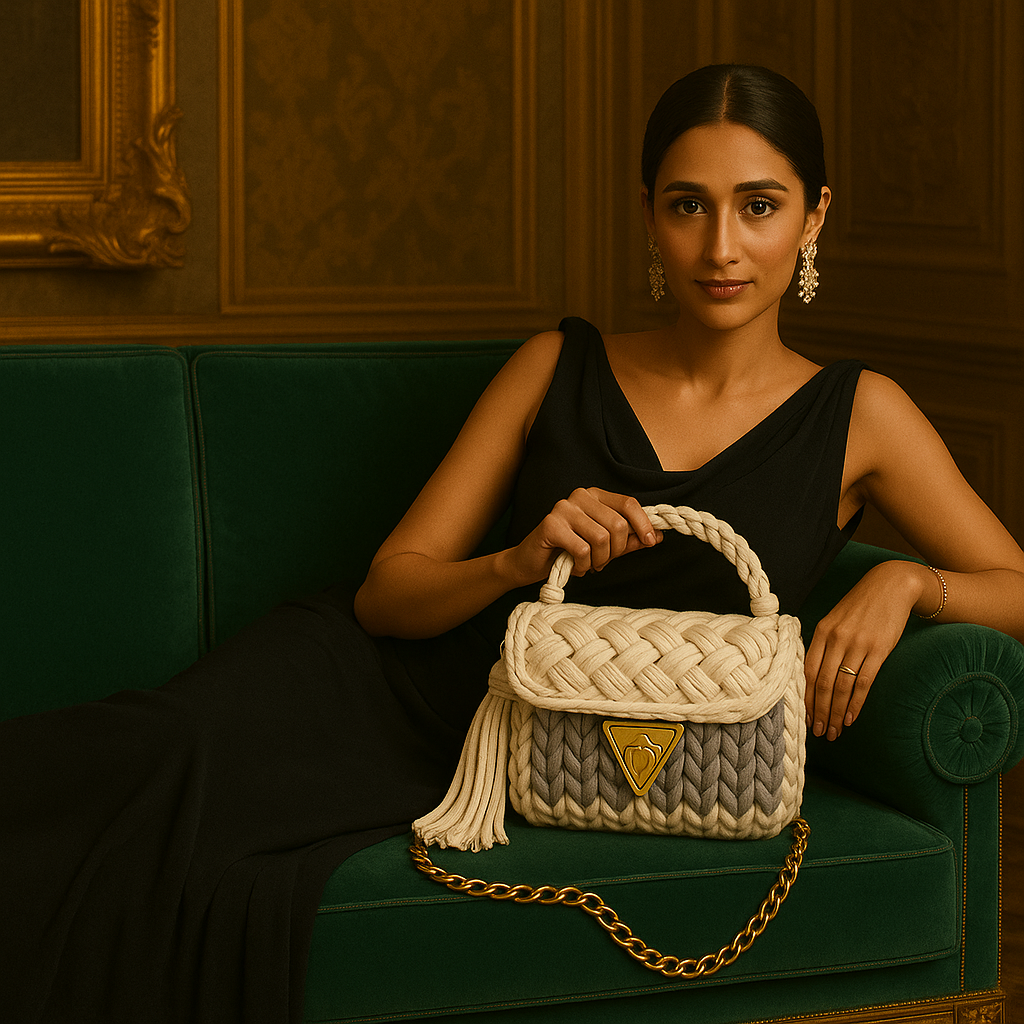 Grey-Tone Braided Handbag