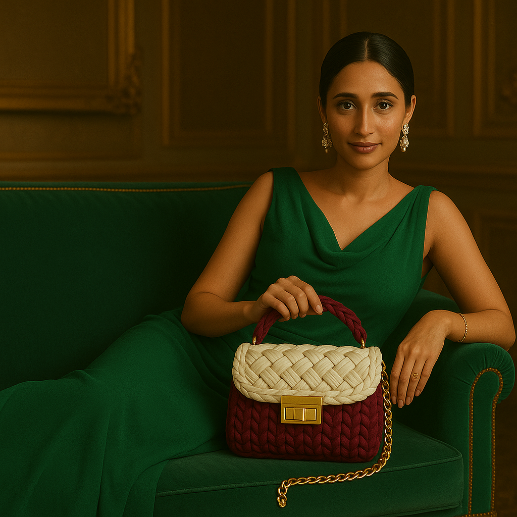 Maroon -Tone Braided Handbag