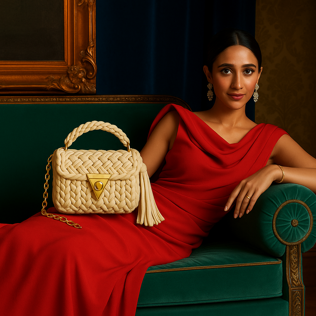 White Braided Handbag