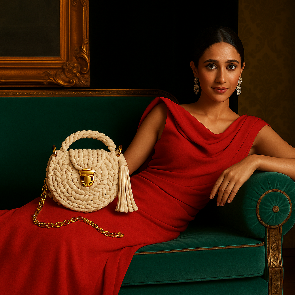 White Braided Handbag