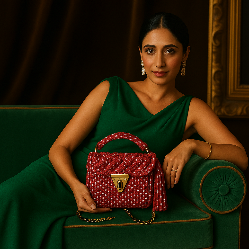 Pink-Tone Braided Handbag