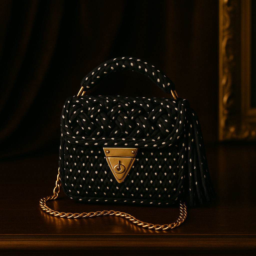 Black Braided Hand Bag