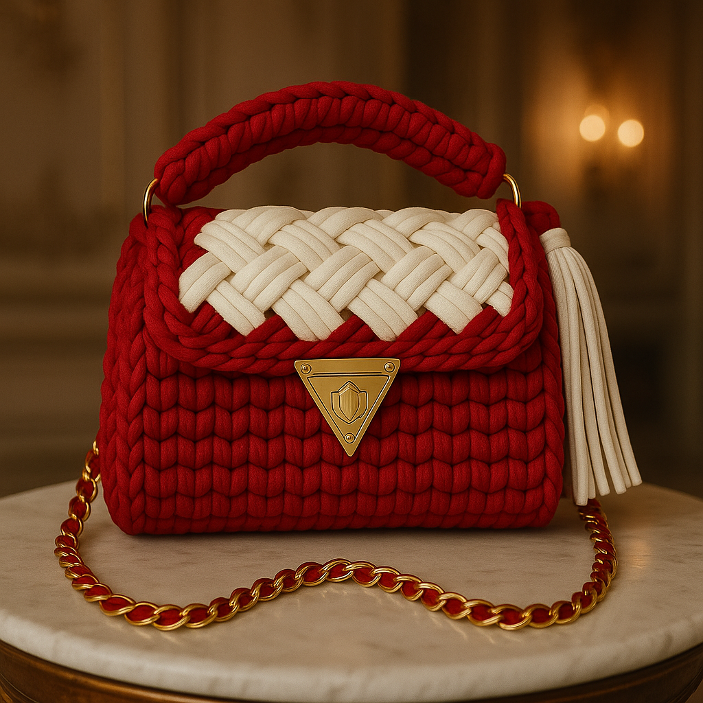 Red-Classy Braided Handbag
