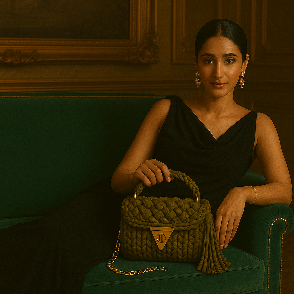 Brown Braided Handbag