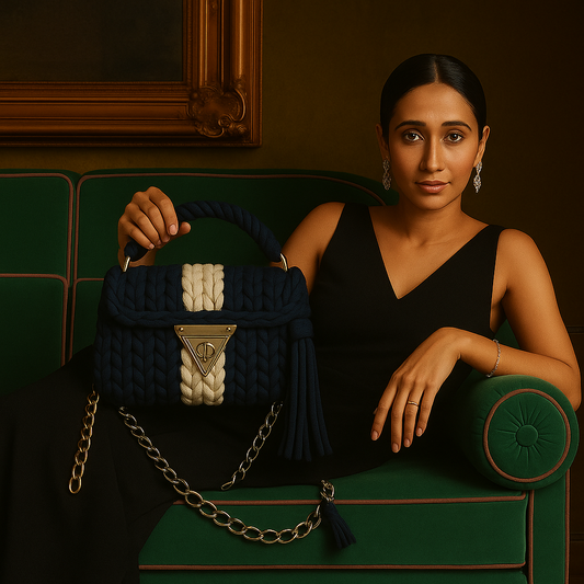 Blue Braided Handbag